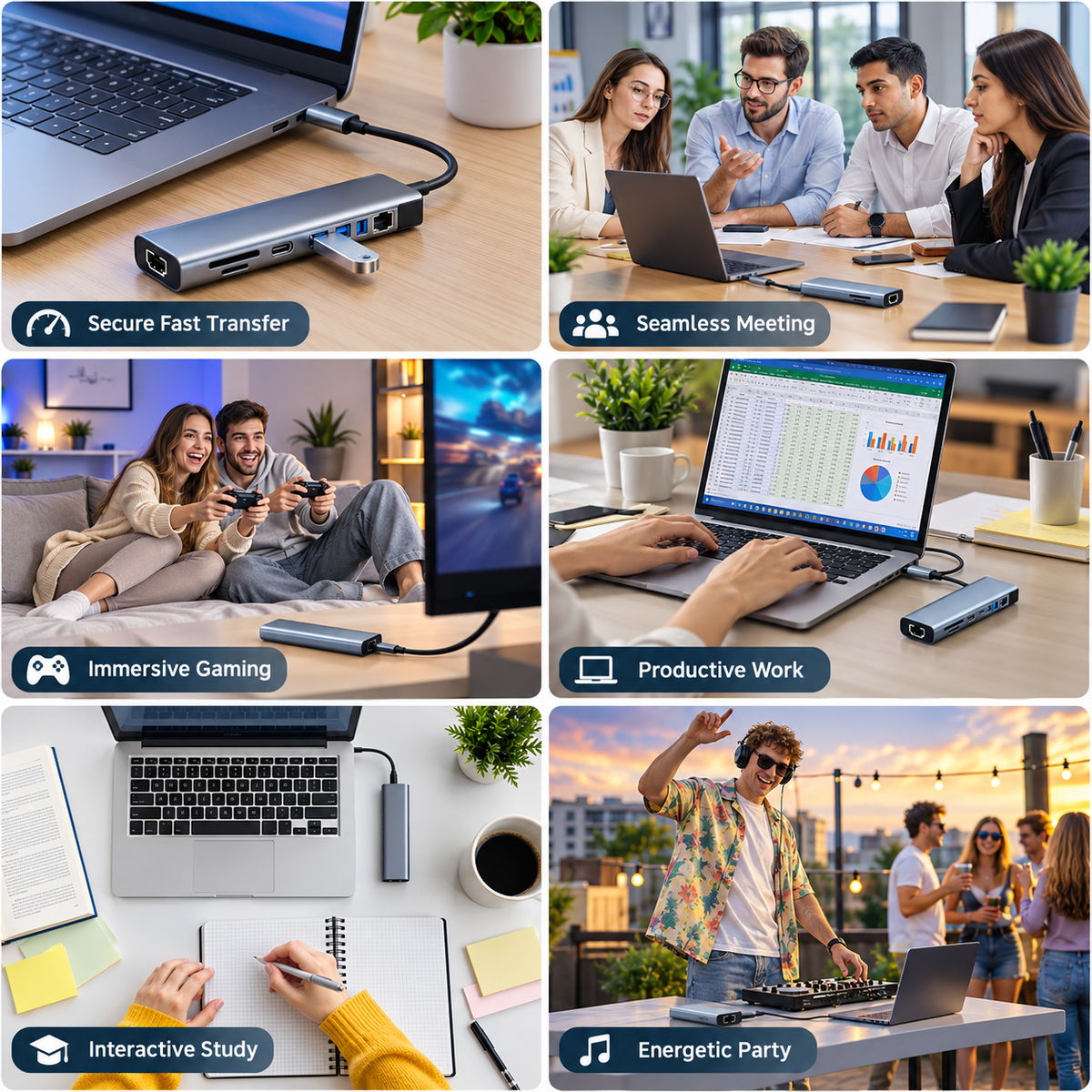 USB C Hub Ethernet 8-in-1