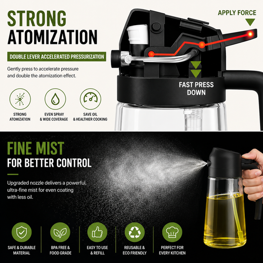 2-in-1 Plastic Spray Oil Bottle - 500ml