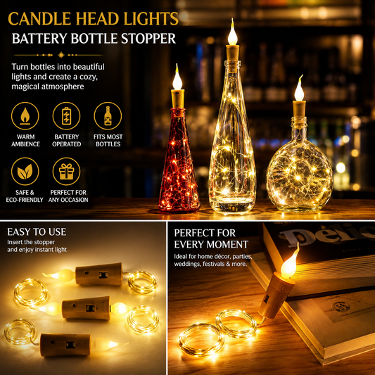 Candle Head Lights Battery Bottle Stopper