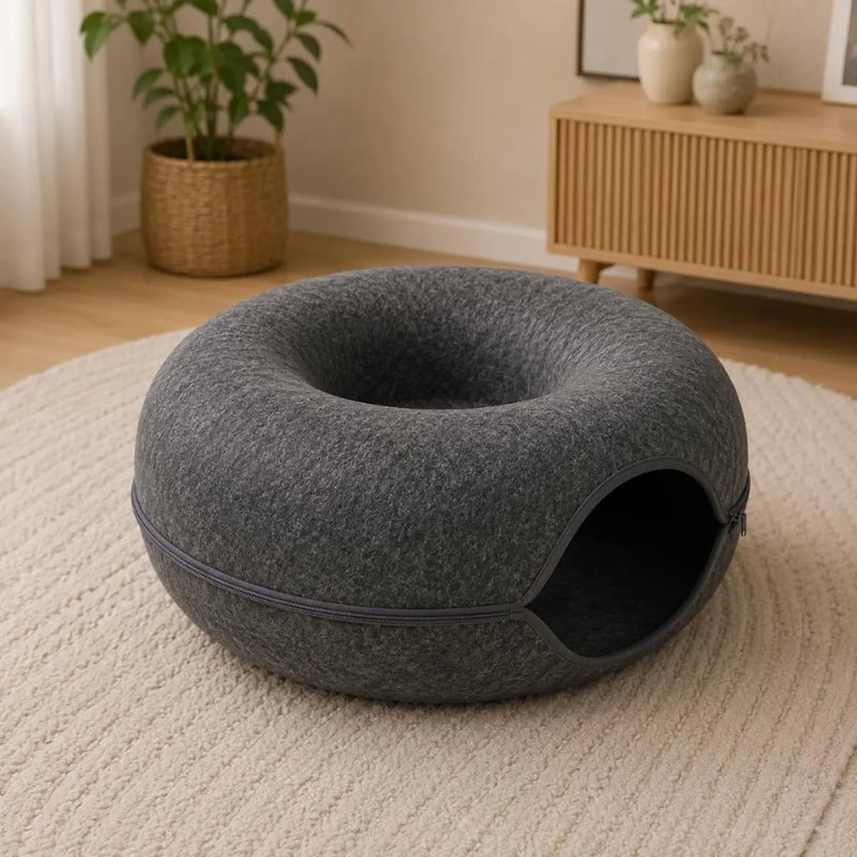 Felt Donut Cat Tunnel Bed