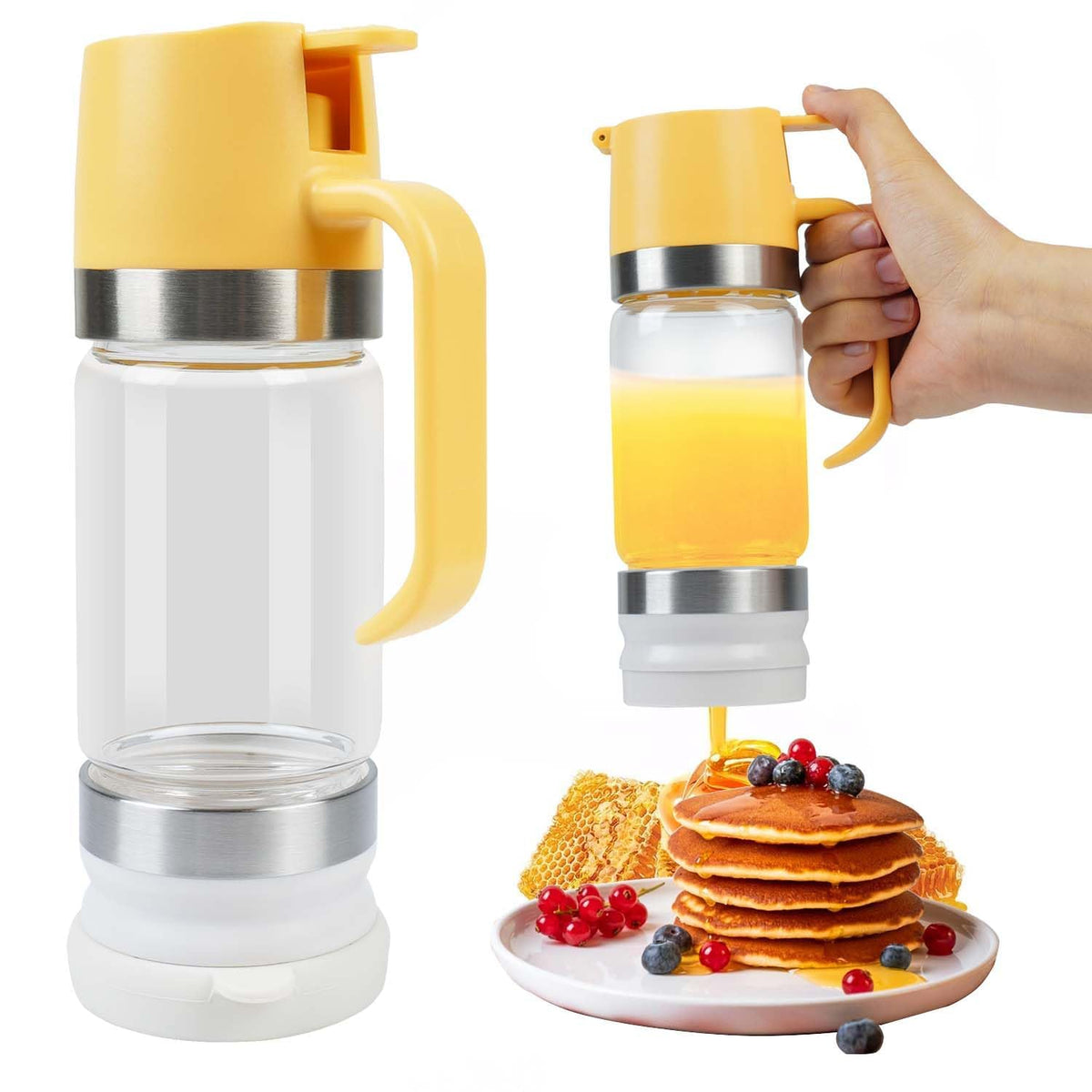 No-Drip Glass Honey & Syrup Dispenser
