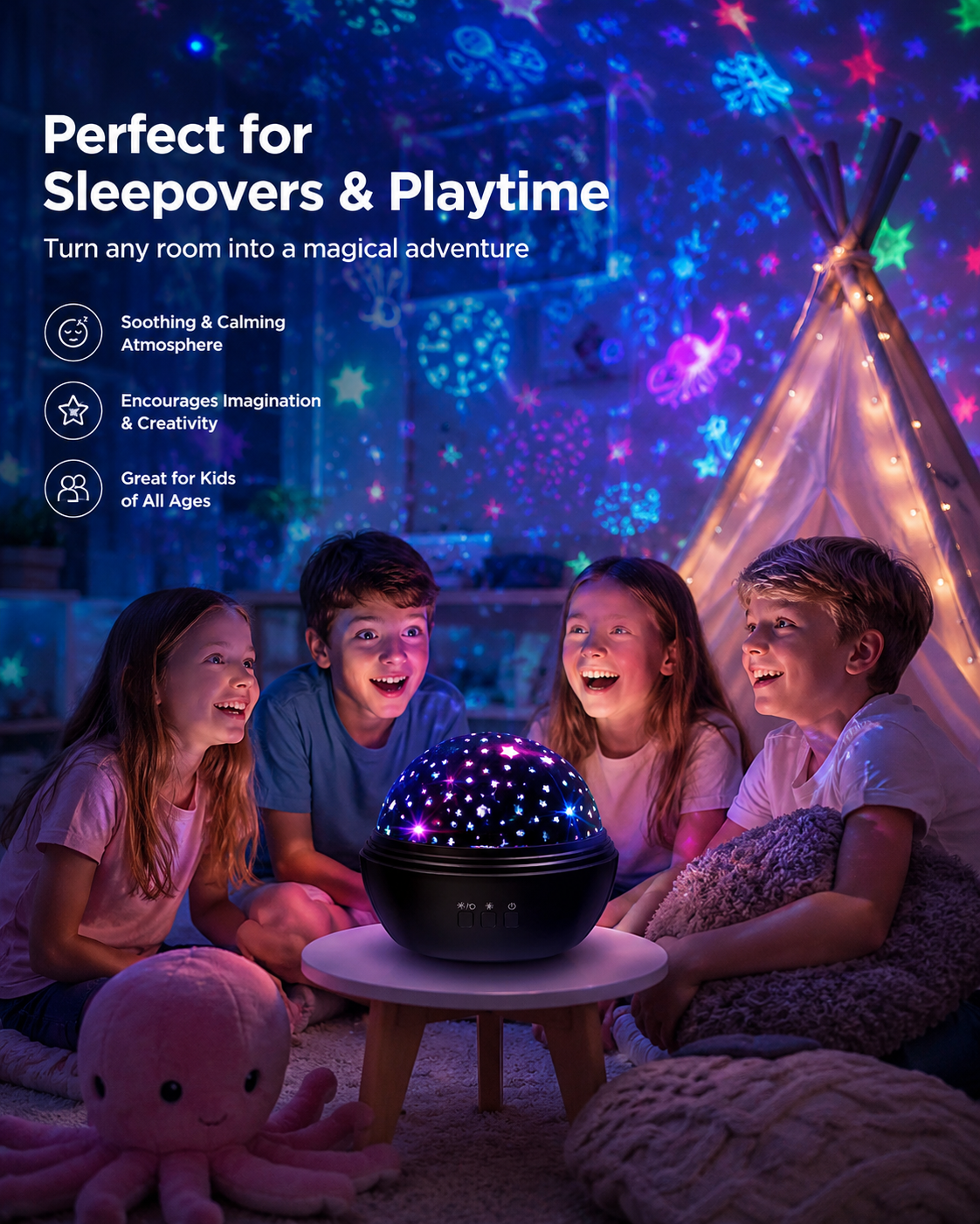 2-in-1 Rotating Star Projector Night Lights