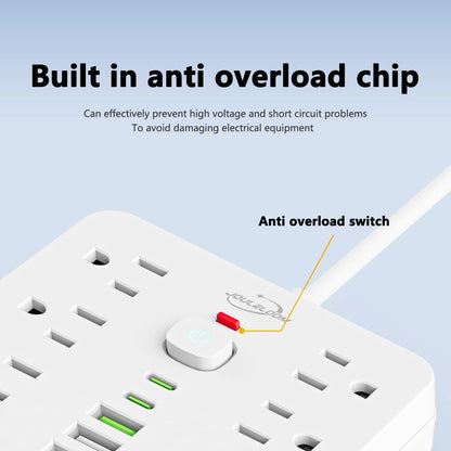 Flat Plug Surge Protector Power Strip