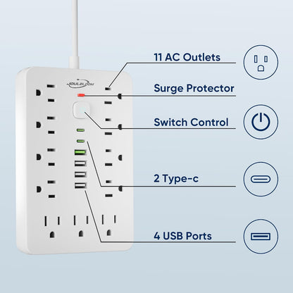 Flat Plug Surge Protector Power Strip