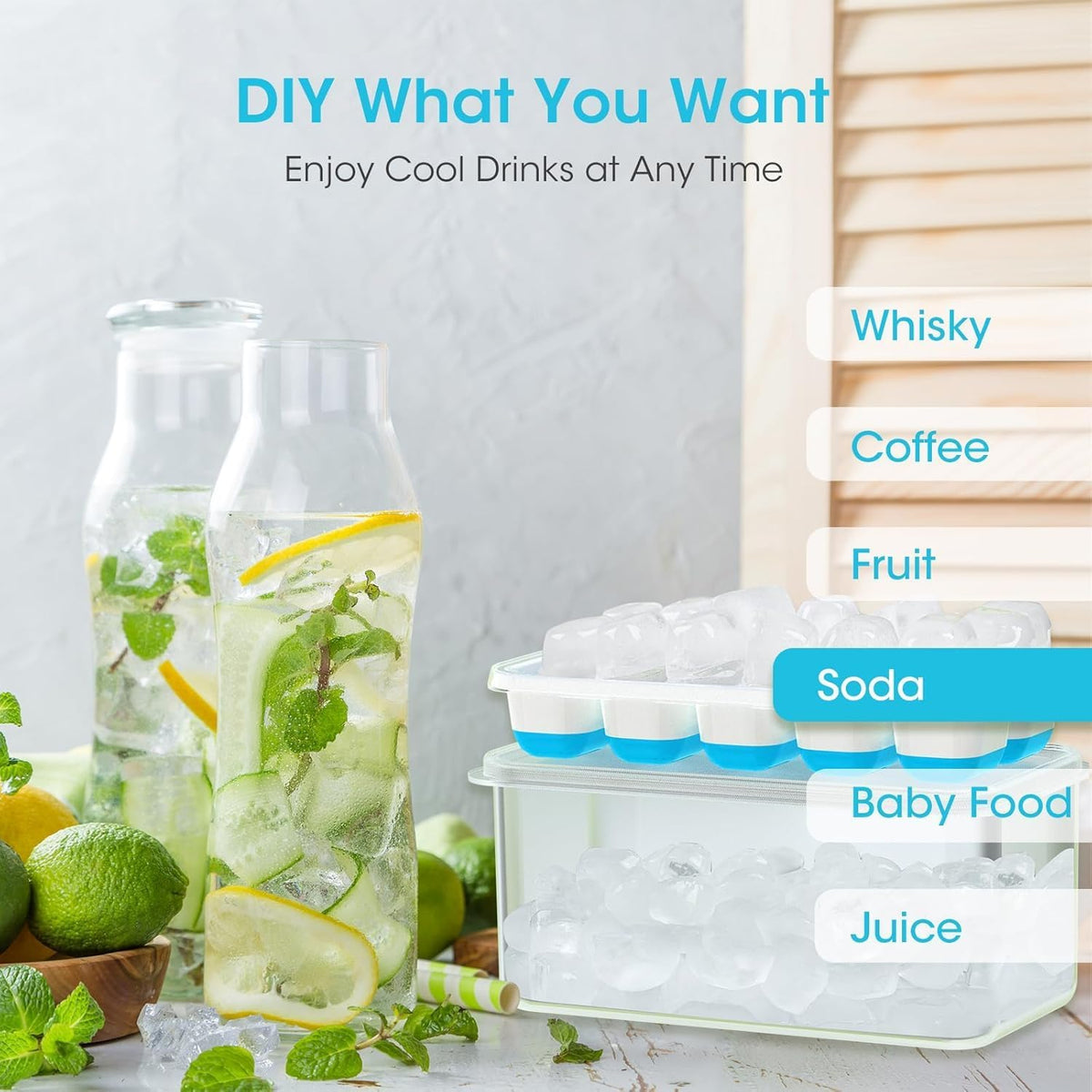 Ice Cube Tray with Lid and Bin