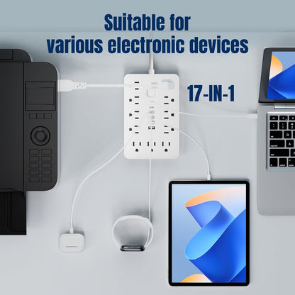 Flat Plug Surge Protector Power Strip