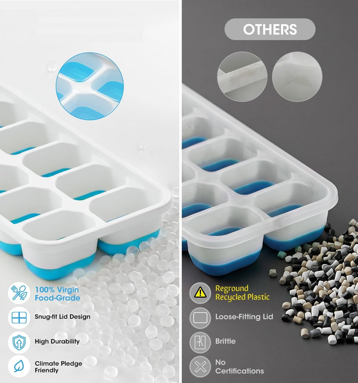 Ice Cube Tray with Lid and Bin