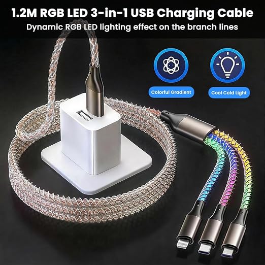 RGB Type C Cable - 3-in-1 66W 6A