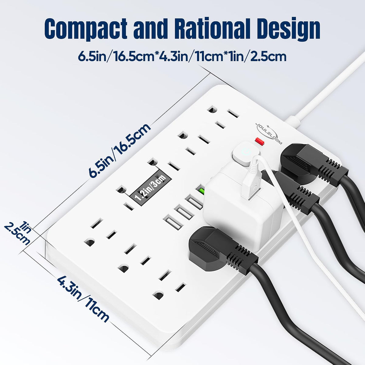 Flat Plug Surge Protector Power Strip