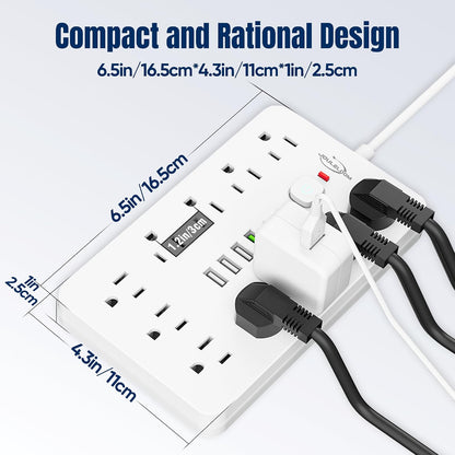 Flat Plug Surge Protector Power Strip