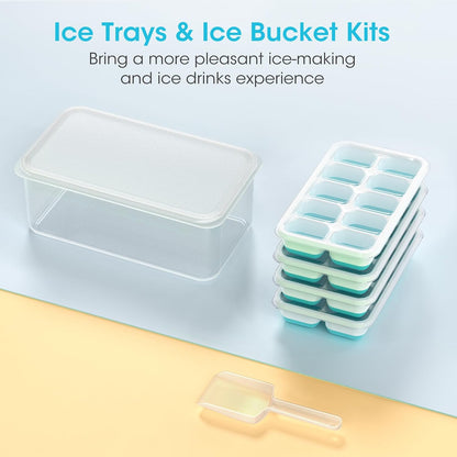 Ice Cube Tray with Lid and Bin