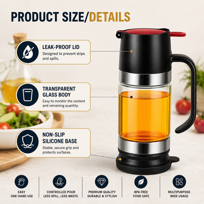 No-Drip Glass Honey & Syrup Dispenser
