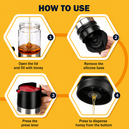 No-Drip Glass Honey & Syrup Dispenser