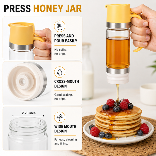 No-Drip Glass Honey & Syrup Dispenser