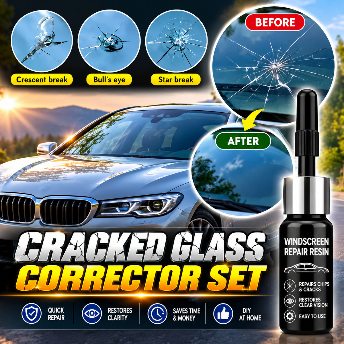 Car glass window liquid nano repair kit