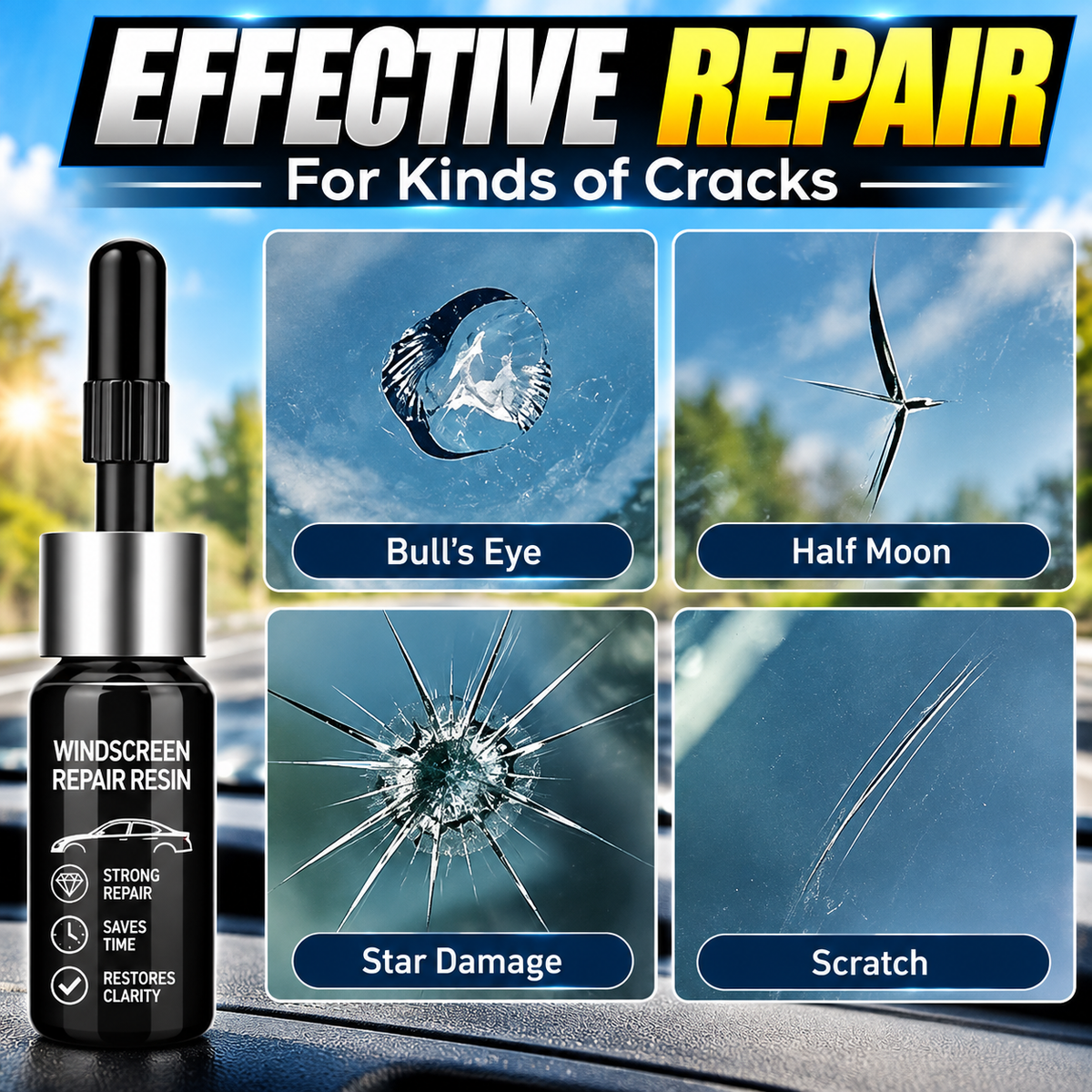 Car glass window liquid nano repair kit