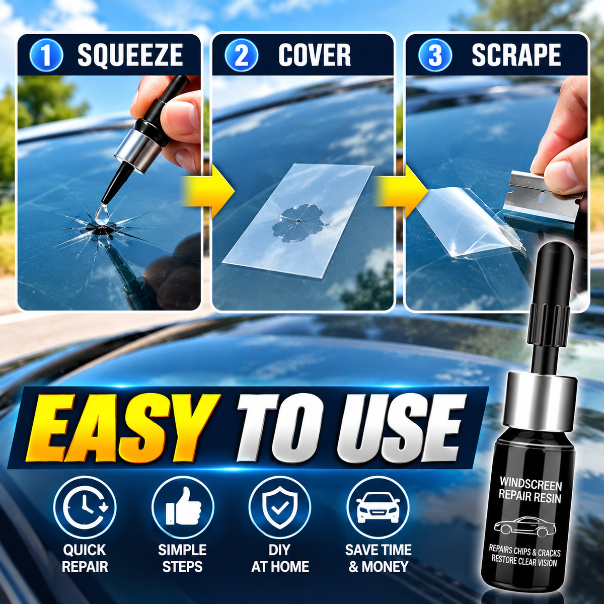 Car glass window liquid nano repair kit