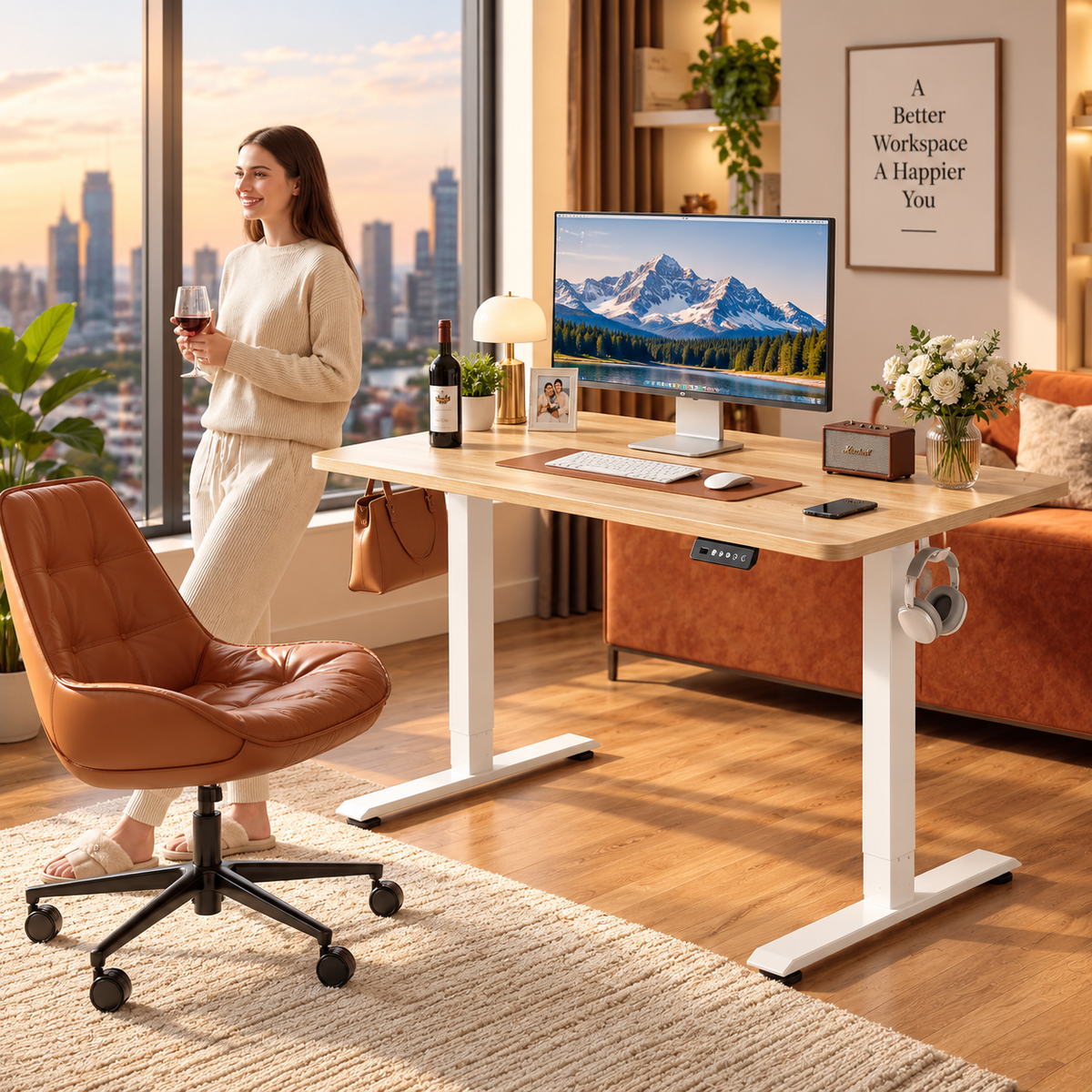 Standing Desk 48 × 24 Inch Electric Height Adjustable