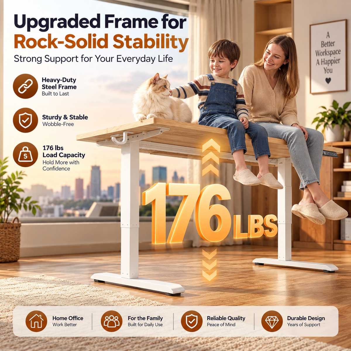 Standing Desk 48 × 24 Inch Electric Height Adjustable