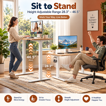 Standing Desk 48 × 24 Inch Electric Height Adjustable