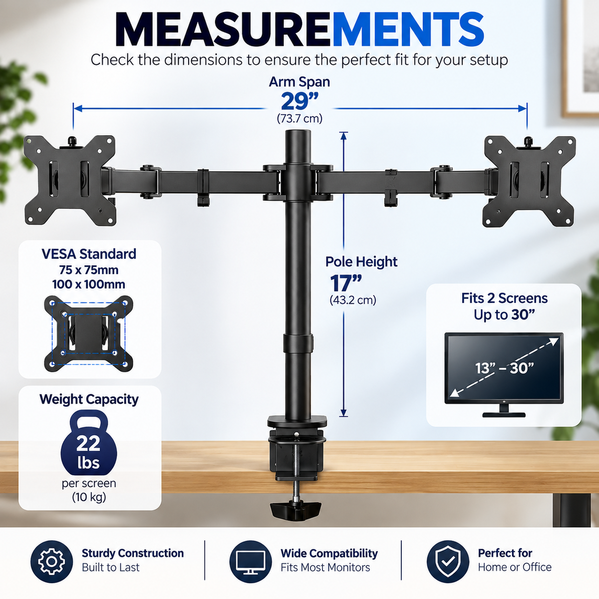 Dual Monitor Desk Mount