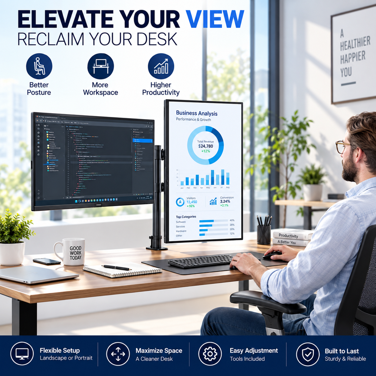 Dual Monitor Desk Mount