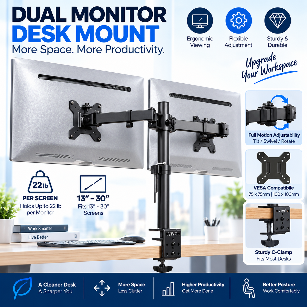 Dual Monitor Desk Mount