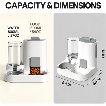 2-in-1 Automatic Pet Feeder, 1600ml Food Dispenser with 800ml Water Dispenser for Cats and Dogs