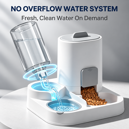 2-in-1 Automatic Pet Feeder, 1600ml Food Dispenser with 800ml Water Dispenser for Cats and Dogs