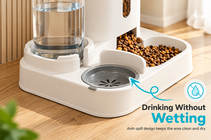 2-in-1 Automatic Pet Feeder, 1600ml Food Dispenser with 800ml Water Dispenser for Cats and Dogs