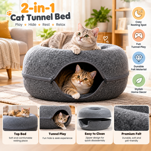 Felt Donut Cat Tunnel Bed