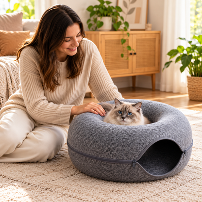 Felt Donut Cat Tunnel Bed