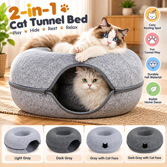 Felt Donut Cat Tunnel Bed