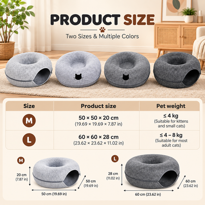 Felt Donut Cat Tunnel Bed