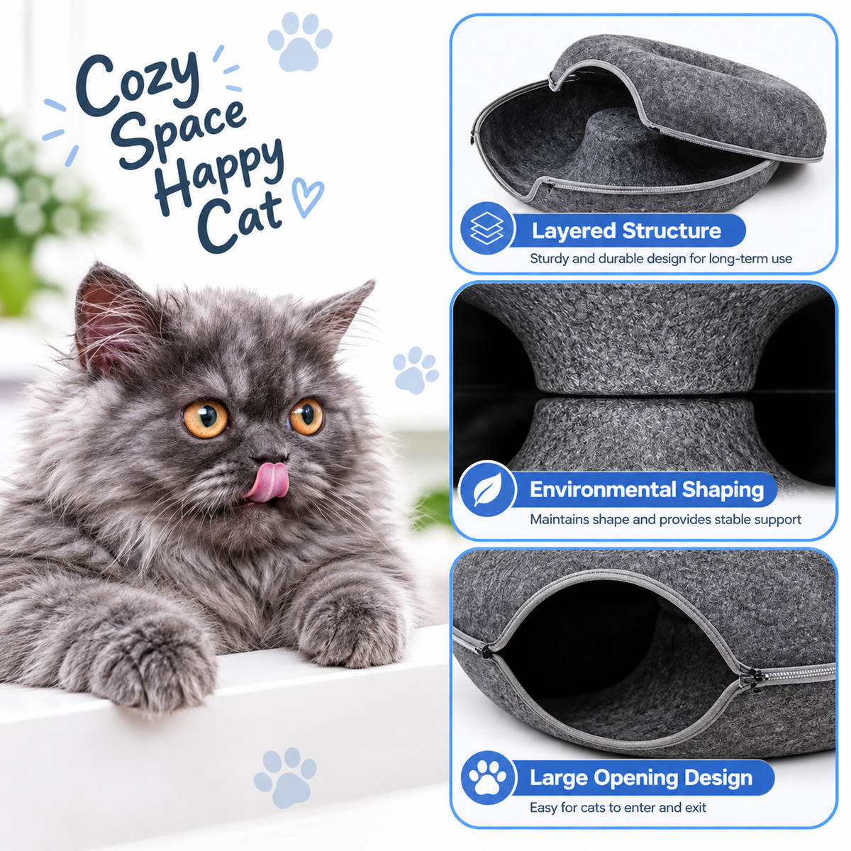 Felt Donut Cat Tunnel Bed