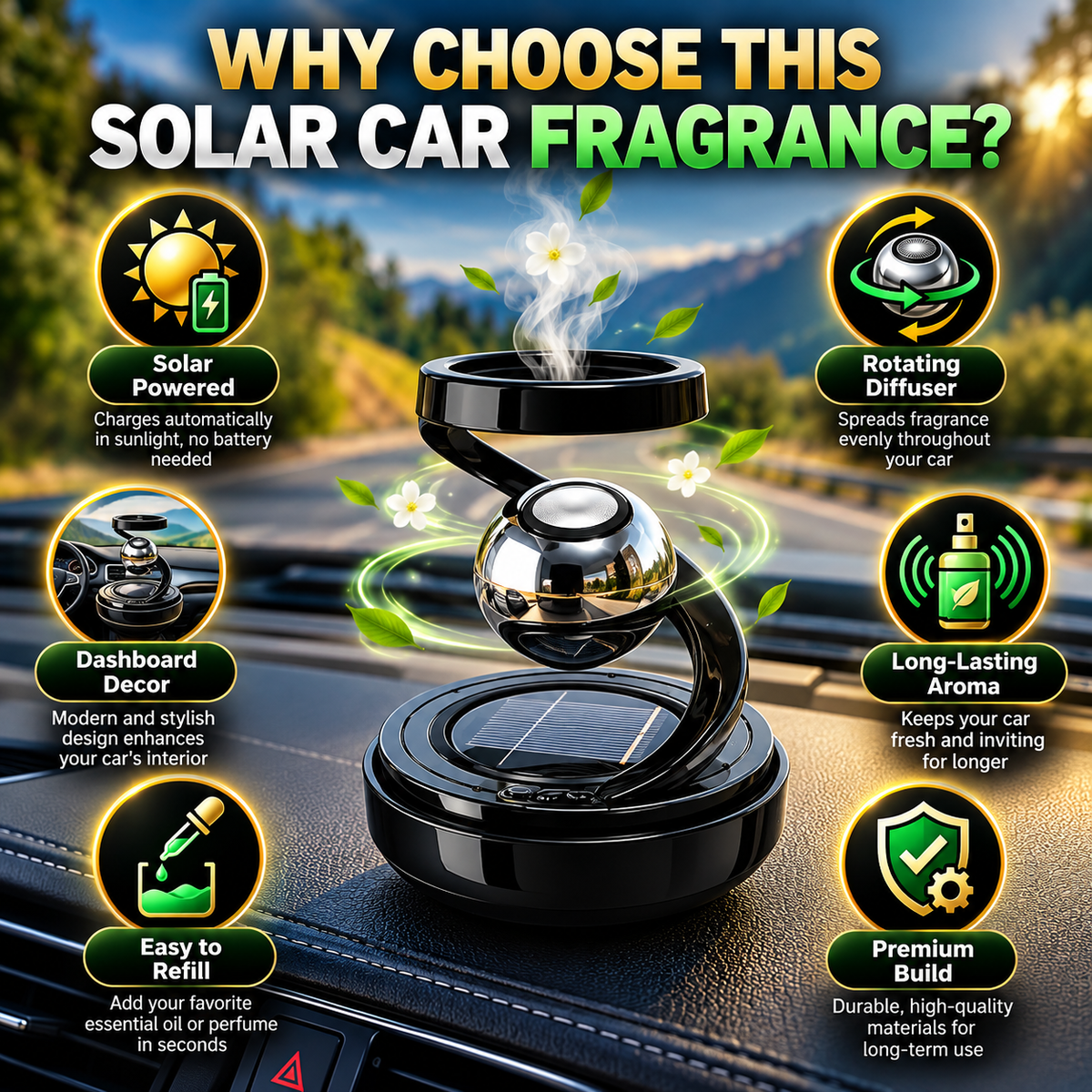 Solar Powered Car Air Diffuser