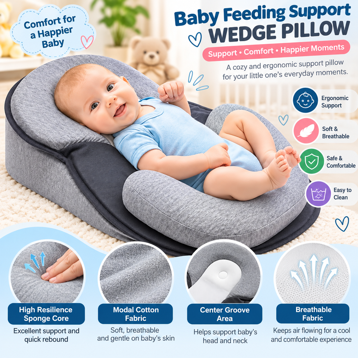 Baby Feeding Support Wedge Pillow