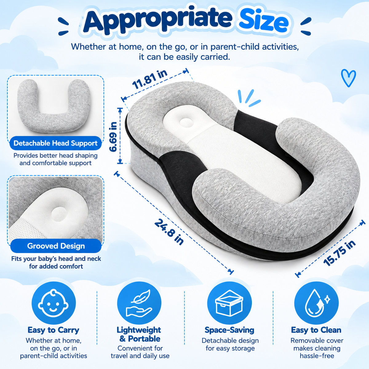 Baby Feeding Support Wedge Pillow