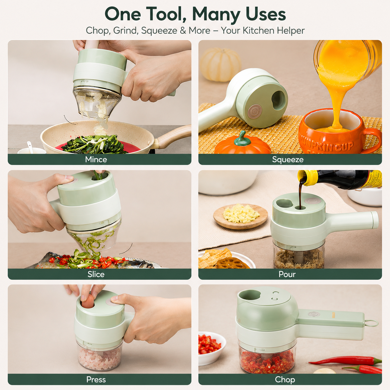 4 In 1 Handheld Electric Vegetable Cutter Set