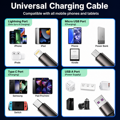 RGB Type C Cable - 3-in-1 66W 6A