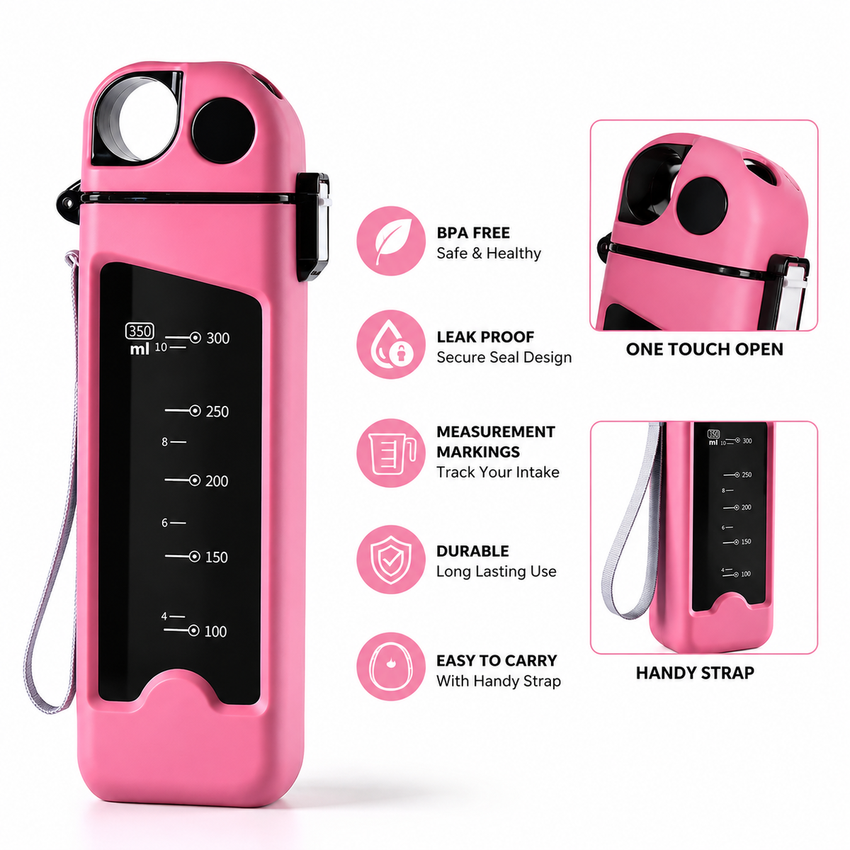 Plastic Leak-Proof Water Bottle - 350ml