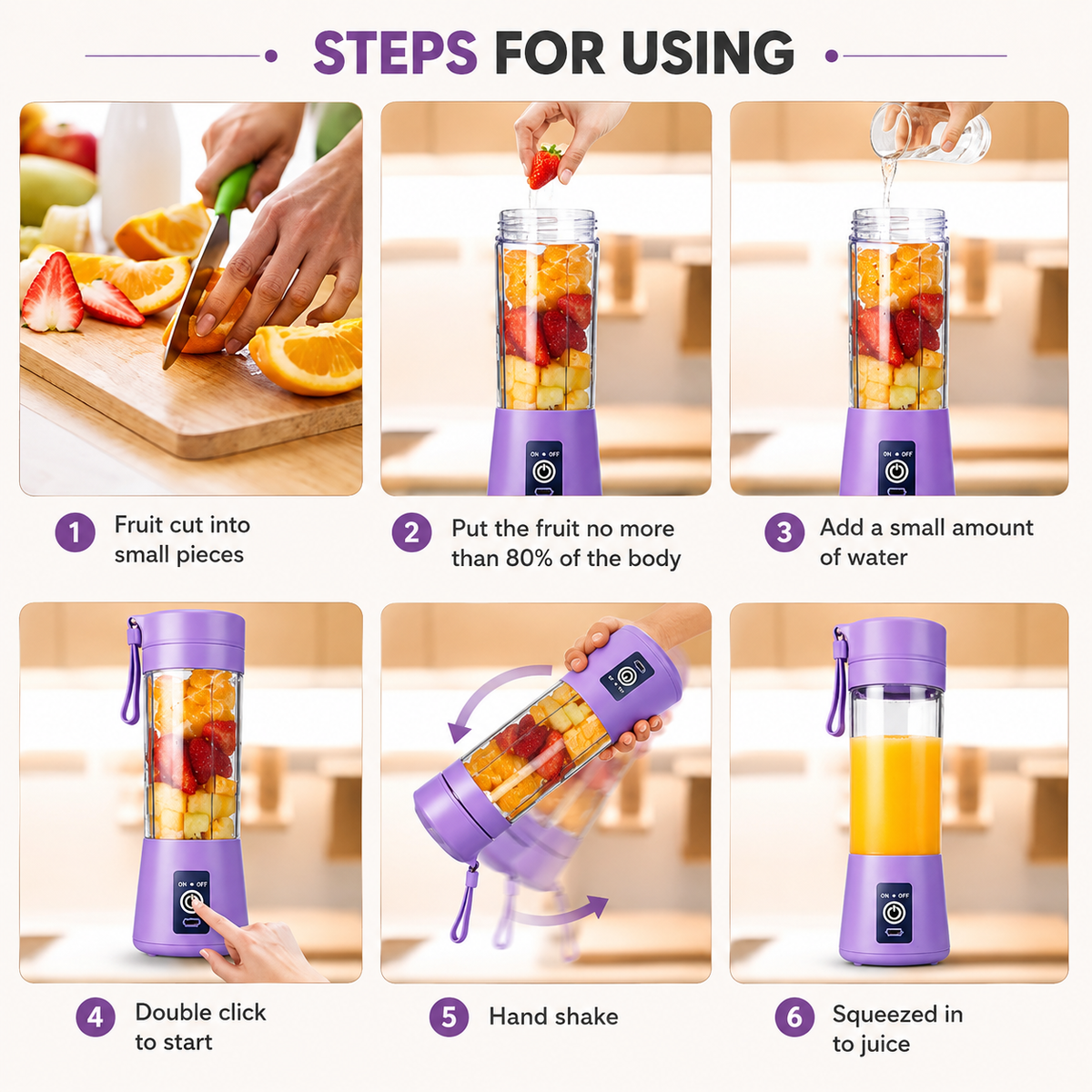 USB Portable Juicer - 6 Blades
