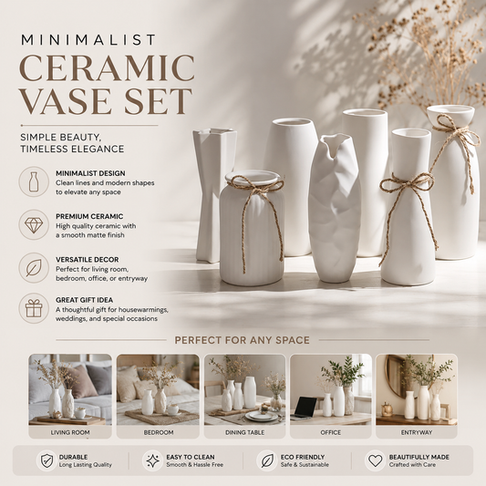 Modern Minimalist White Hemp Rope Ceramic Vase
