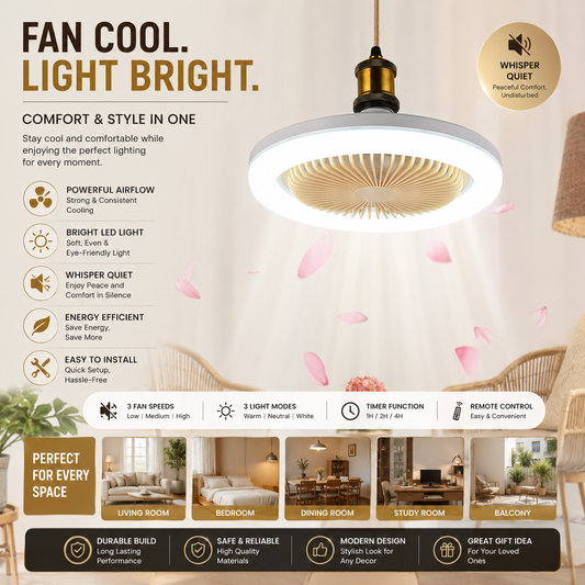 Modern Invisible Ceiling Fan with Lamp - Bedroom
