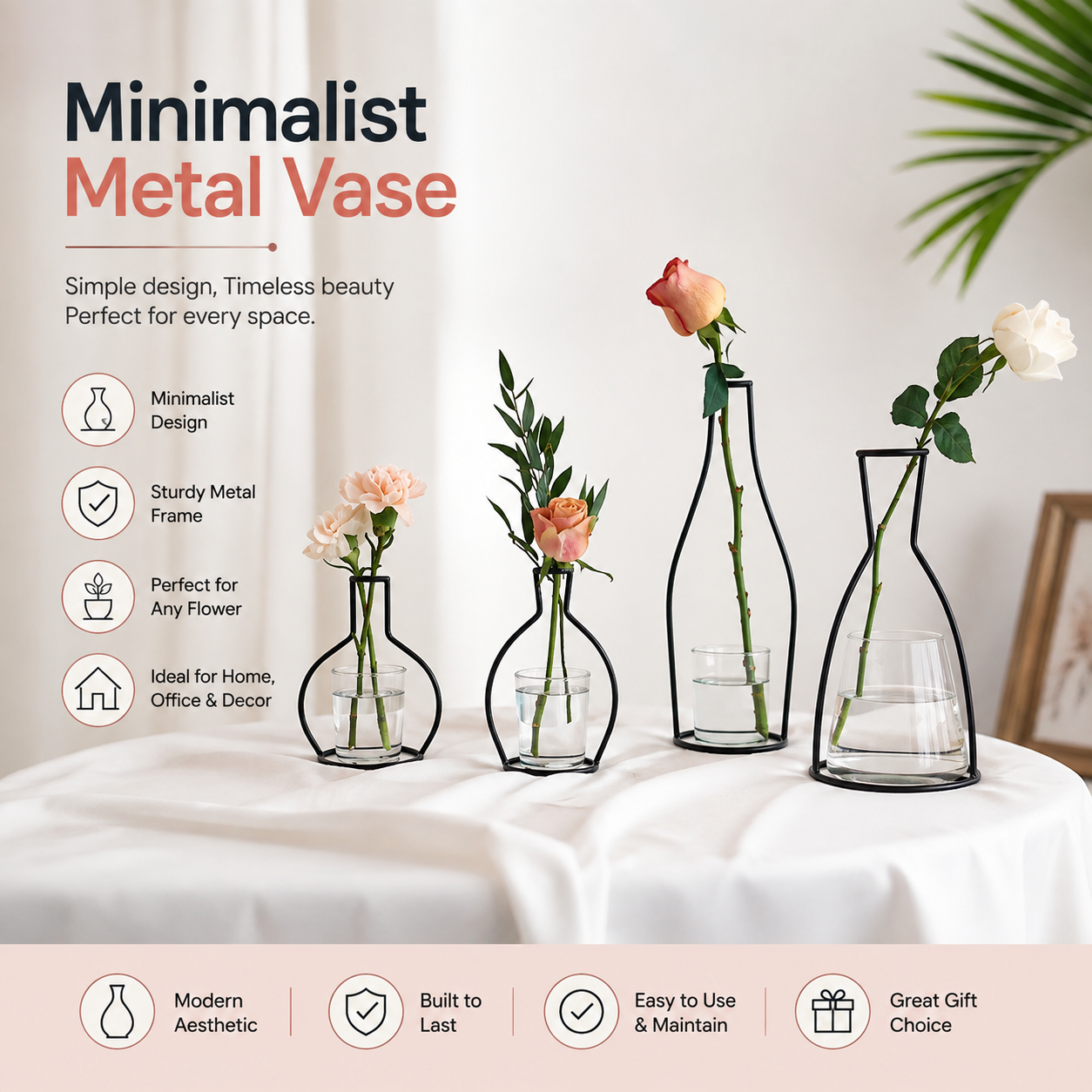 Nordic Style Iron Flower Vase