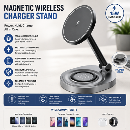 Folding Magnetic Wireless Charger - 2 In 1