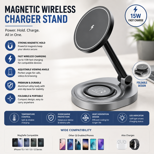 Folding Magnetic Wireless Charger - 2 In 1