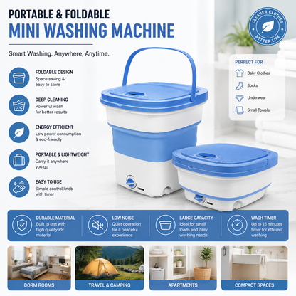 Folding Washing Machine With Dryer For Undergarments And Socks.