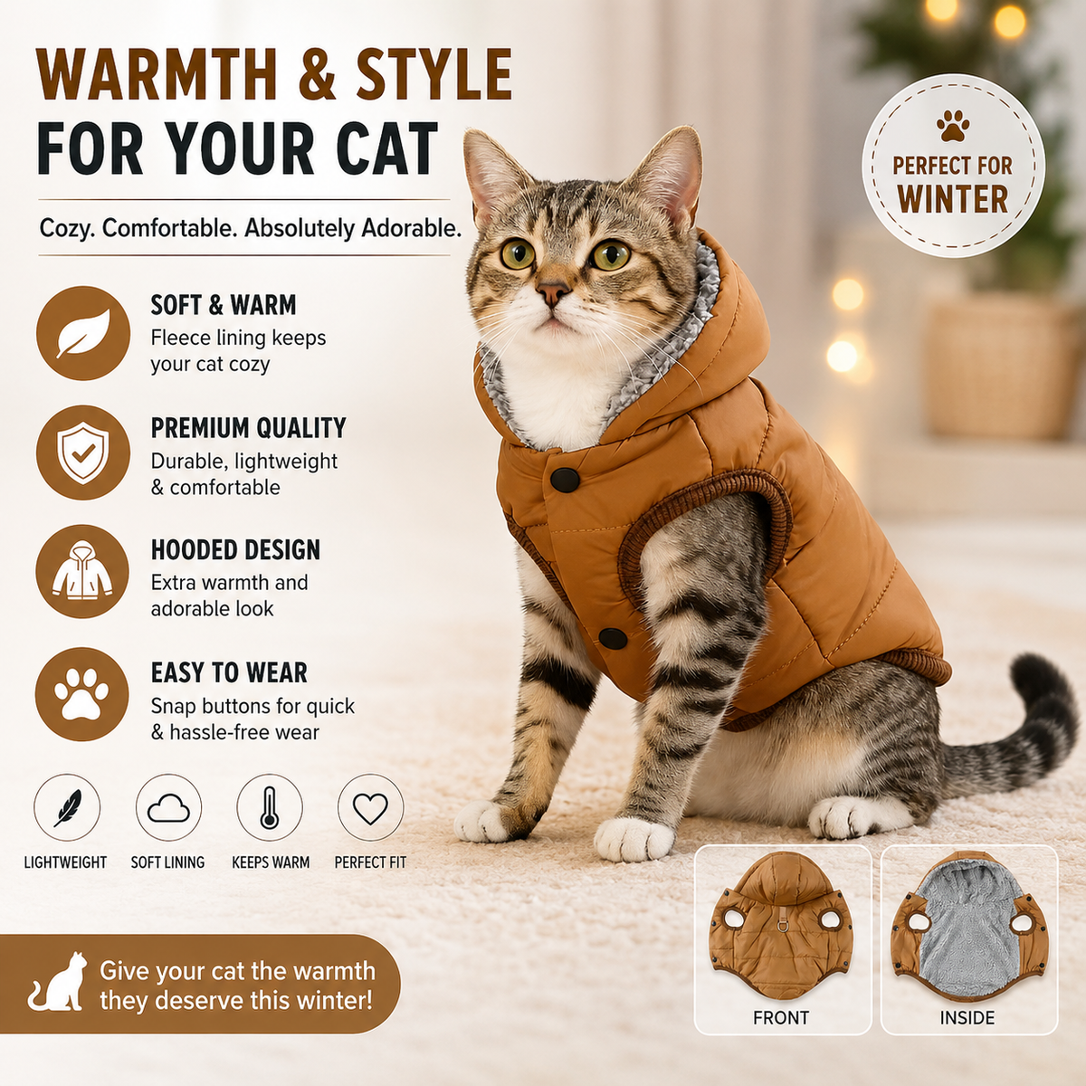 Cozy Hooded Pet Jacket