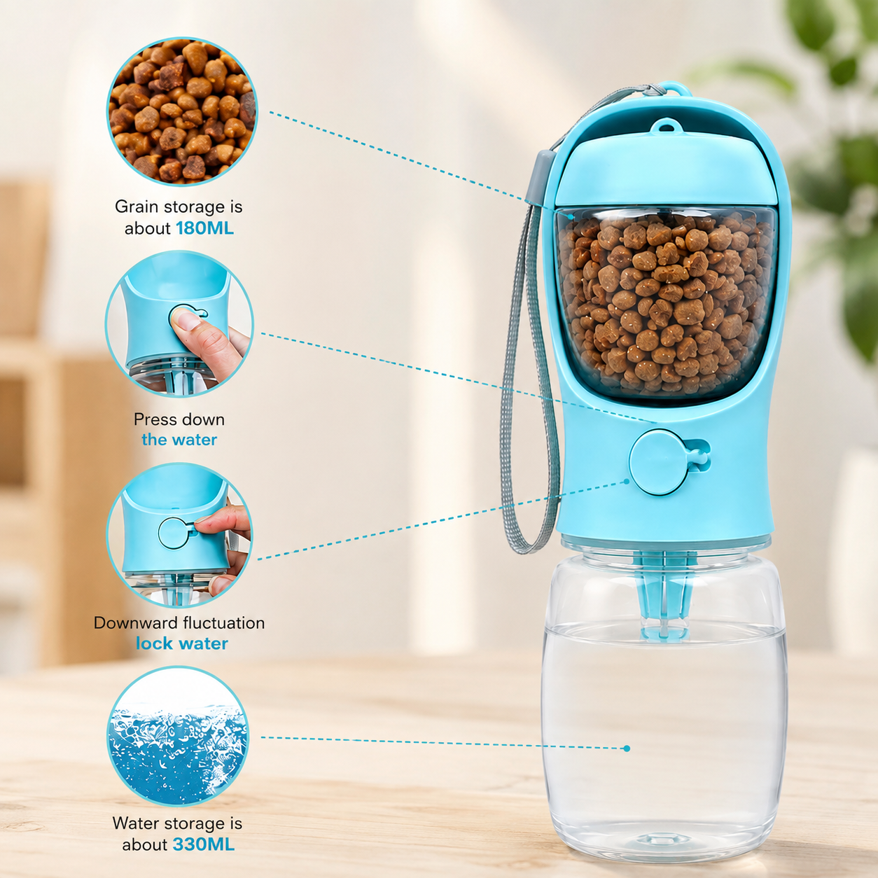 2-In-1 Portable Dog Water Bottle & Food Storage Container